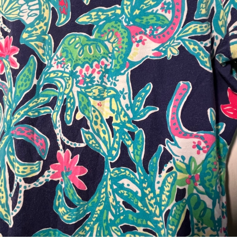 Lilly Pulitzer Marlowe Trunk in Love Elephant Navy and Pink Floral Dress Small - Picture 6 of 10